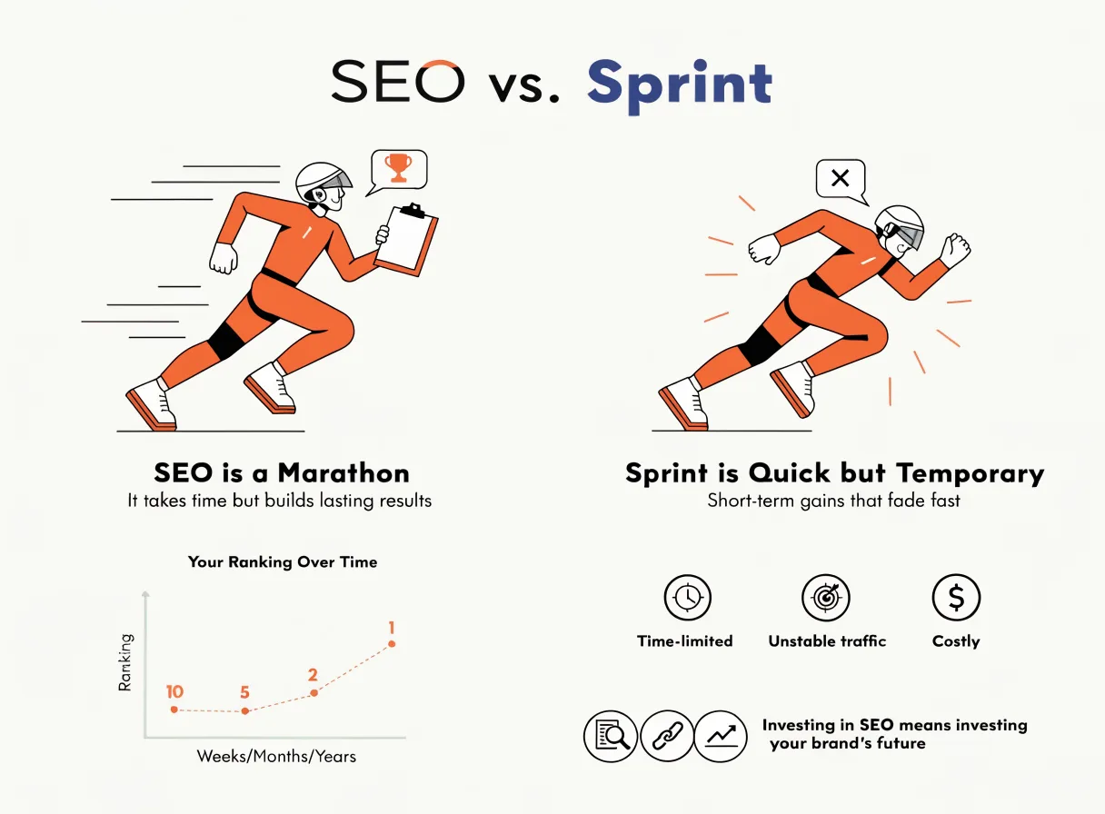 SEO marathon versus sprint comparison