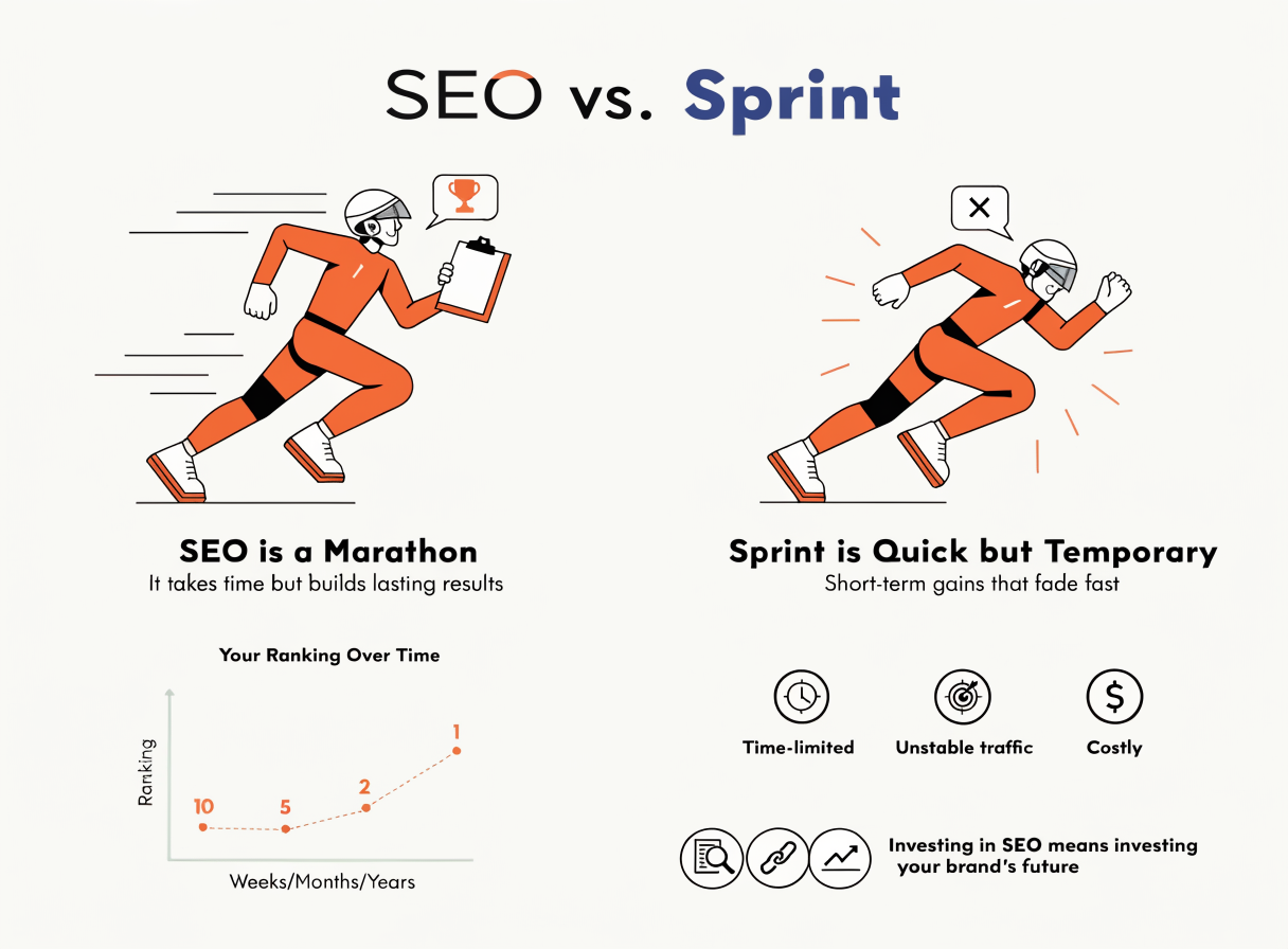 Σύγκριση SEO ως μαραθώνιος και όχι sprint