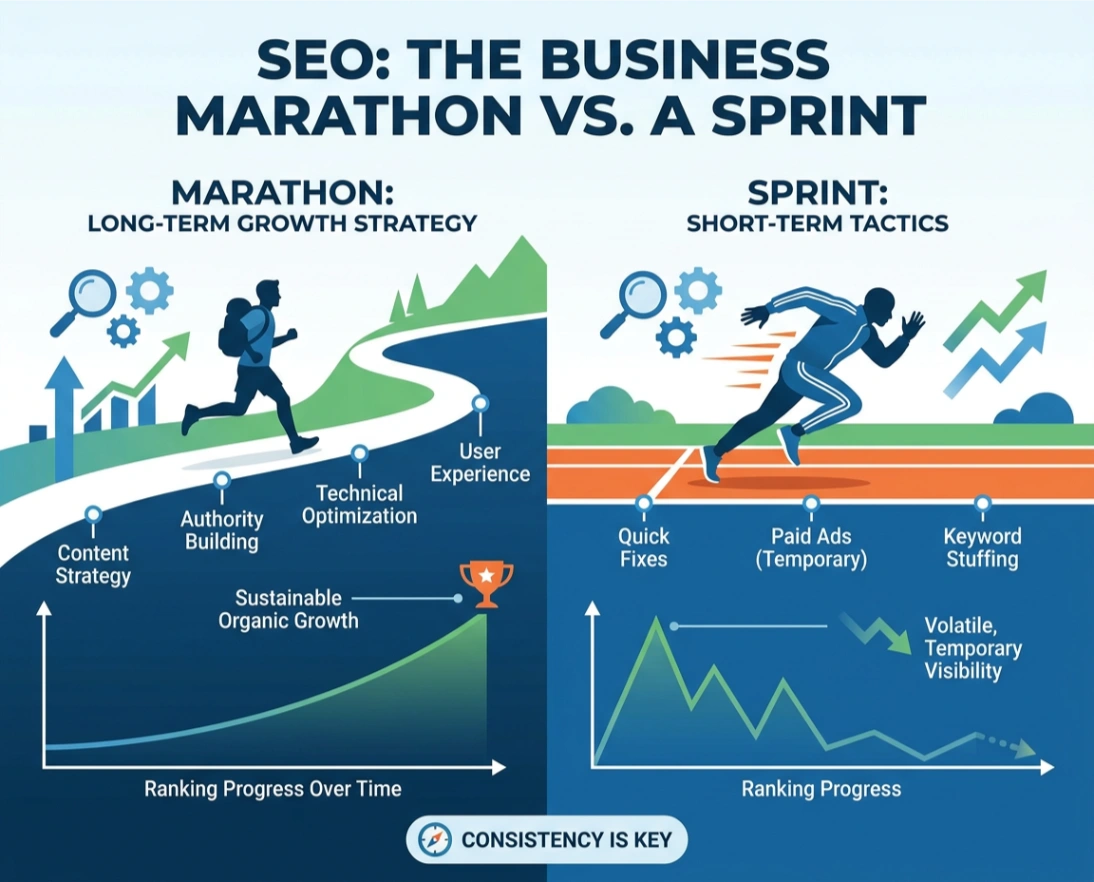 SEO marathon versus sprint comparison