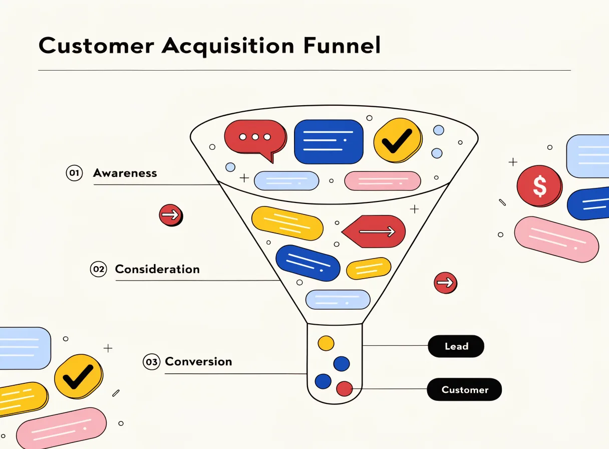 Customer acquisition funnel από awareness μέχρι purchase