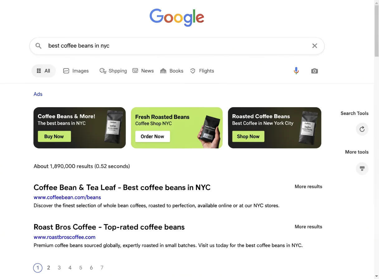 Google Ads mobile search results σε κινητές συσκευές