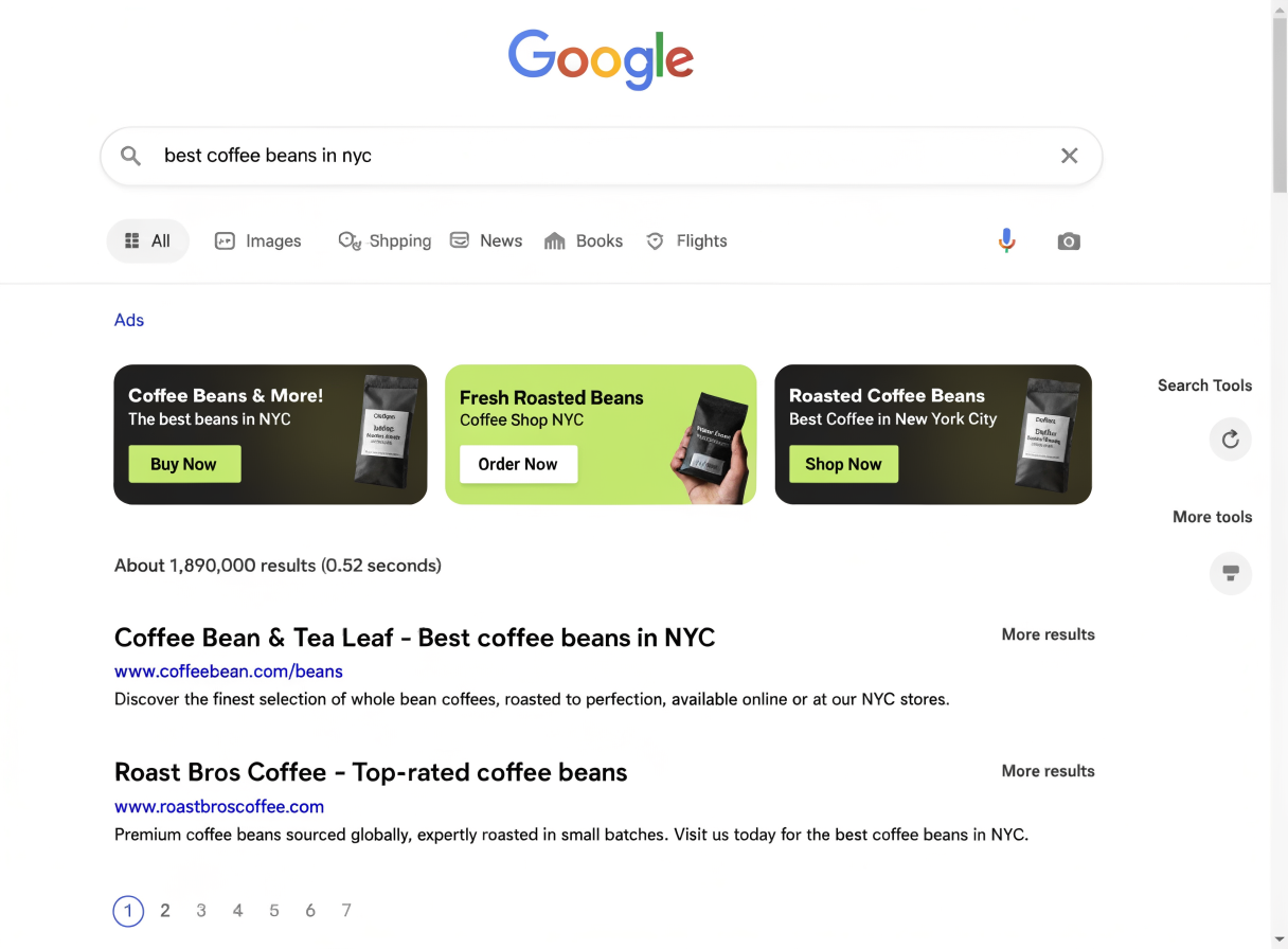 Google Ads mobile search results σε κινητές συσκευές