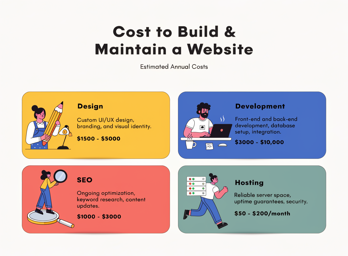 Ανάλυση κόστους ιστοσελίδας σε design, development, SEO, hosting και συντήρηση