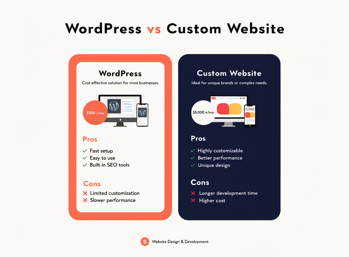 Σύγκριση WordPress και custom website development