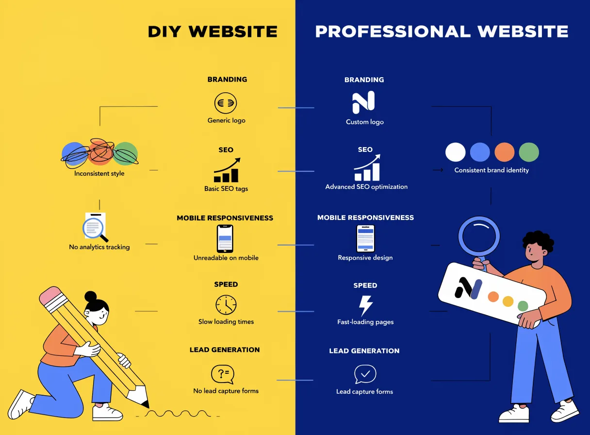 DIY website versus professional website design comparison