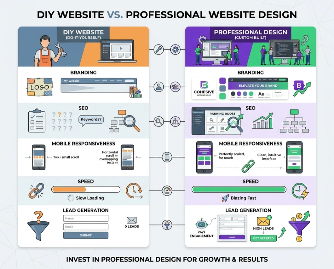 DIY website versus professional website design comparison