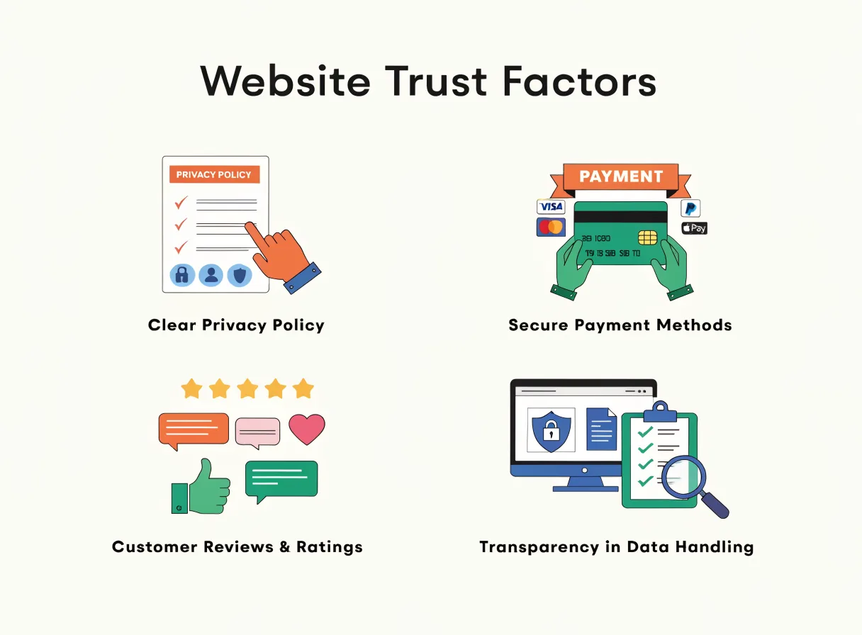 Website trust factors and first impression infographic