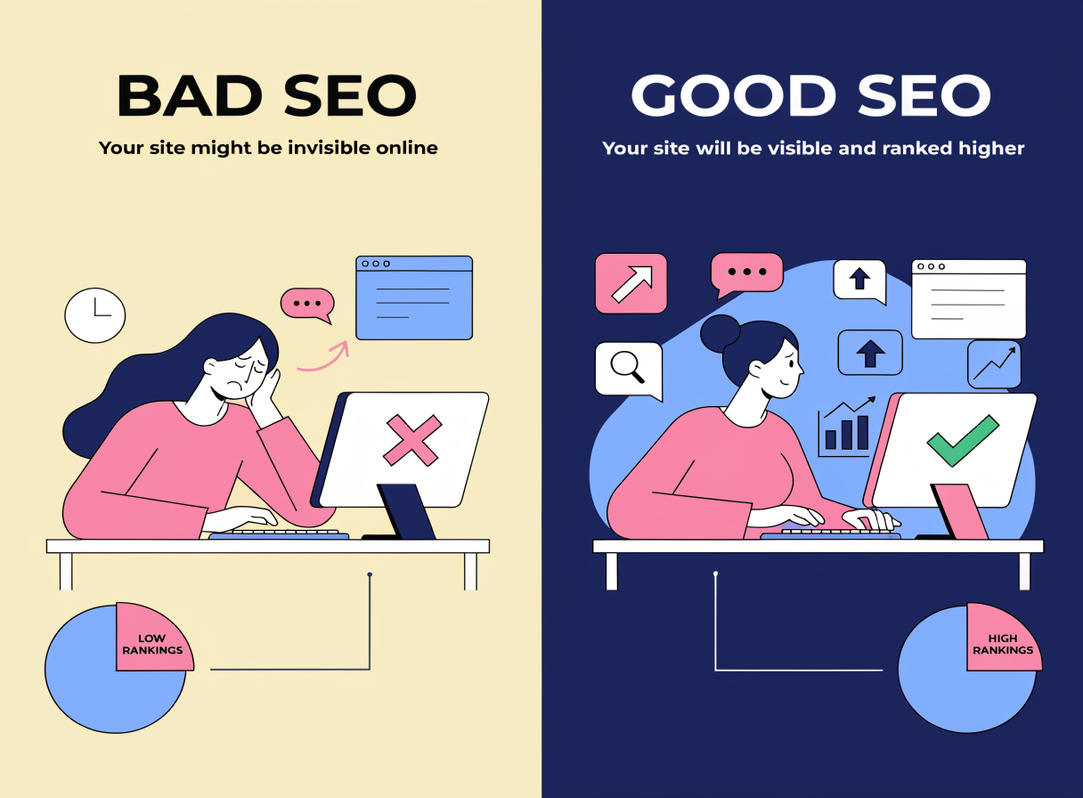 Σύγκριση bad SEO και good SEO