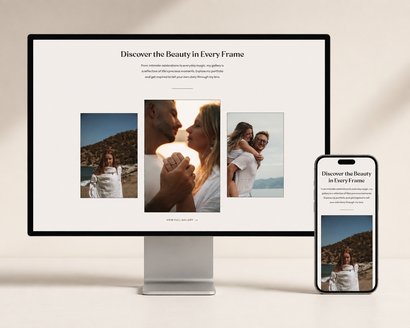 Portrait-led portfolio and gallery discovery