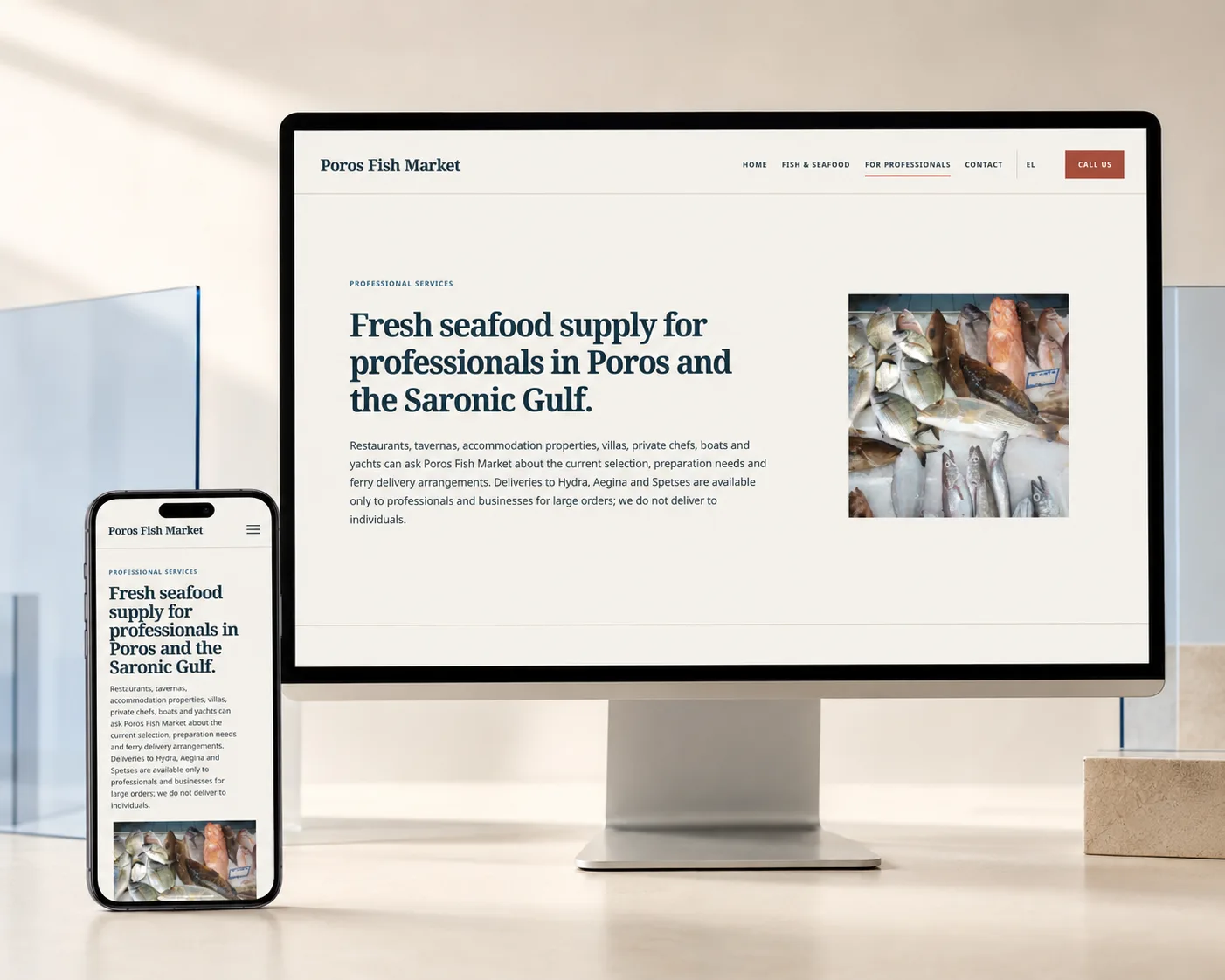 Seafood supply information for professional customers