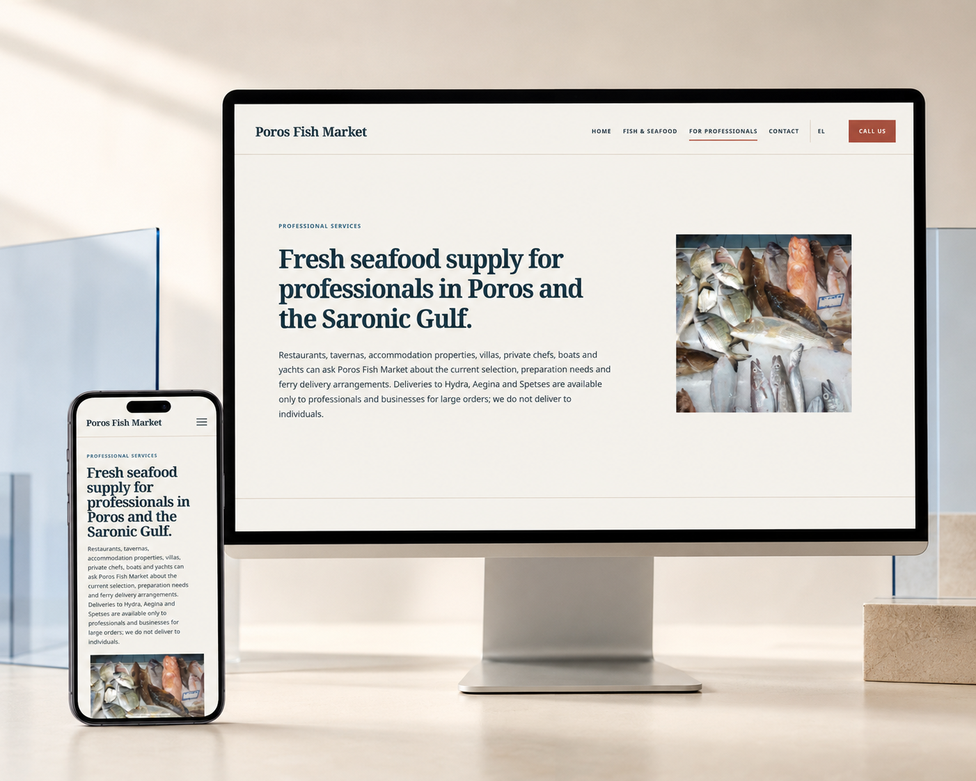 Seafood supply information for professional customers